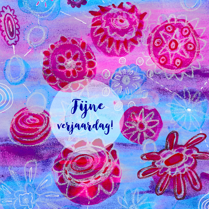 Verjaardag bloemen roze blauw2 - HR - Verjaardagskaarten Verjaardagskaarten - Verjaardag bloemen roze blauw2 - HR