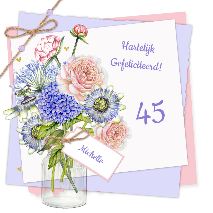 Verjaardagskaarten - Verjaardag bloemen vaas