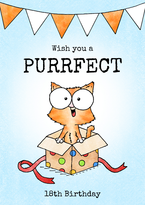 Verjaardagskaarten - Verjaardag felicitatie kitten - Wish you a purrfect birthday