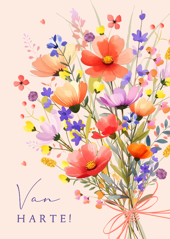 Verjaardagskaarten - Verjaardag fleurig met prachtig boeket gemengde bloemen