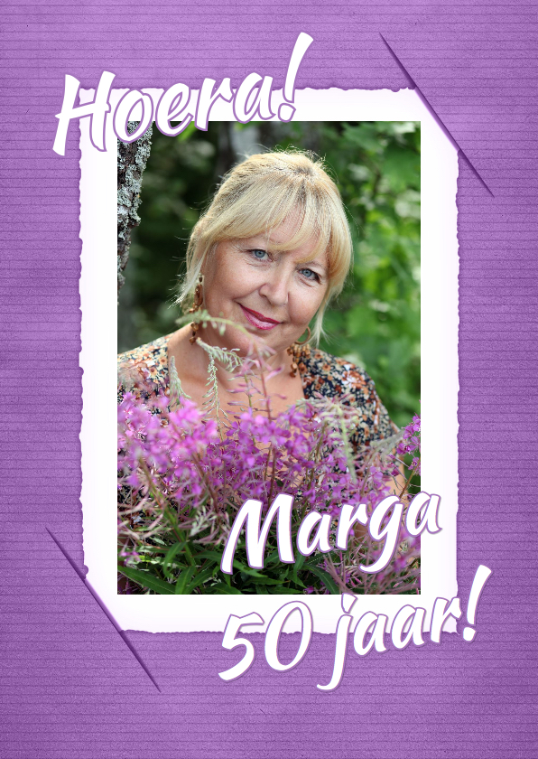 verjaardag foto paars papier RB - Verjaardagskaarten Verjaardagskaarten - verjaardag foto paars papier RB