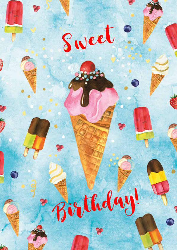 Verjaardagskaarten - Verjaardag ijsjes