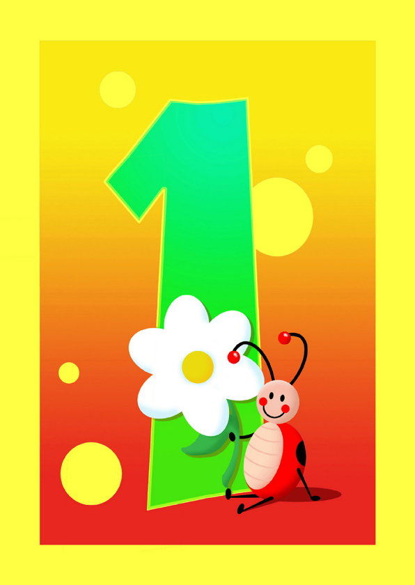 Verjaardag kinderkaart Hoera 1 jaar - Verjaardagskaarten Verjaardagskaarten - Verjaardag kinderkaart Hoera 1 jaar