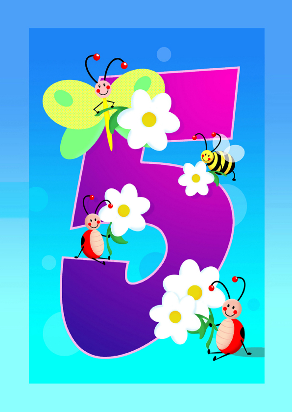 Verjaardag kinderkaart Hoera 5 jaar - Verjaardagskaarten Verjaardagskaarten - Verjaardag kinderkaart Hoera 5 jaar