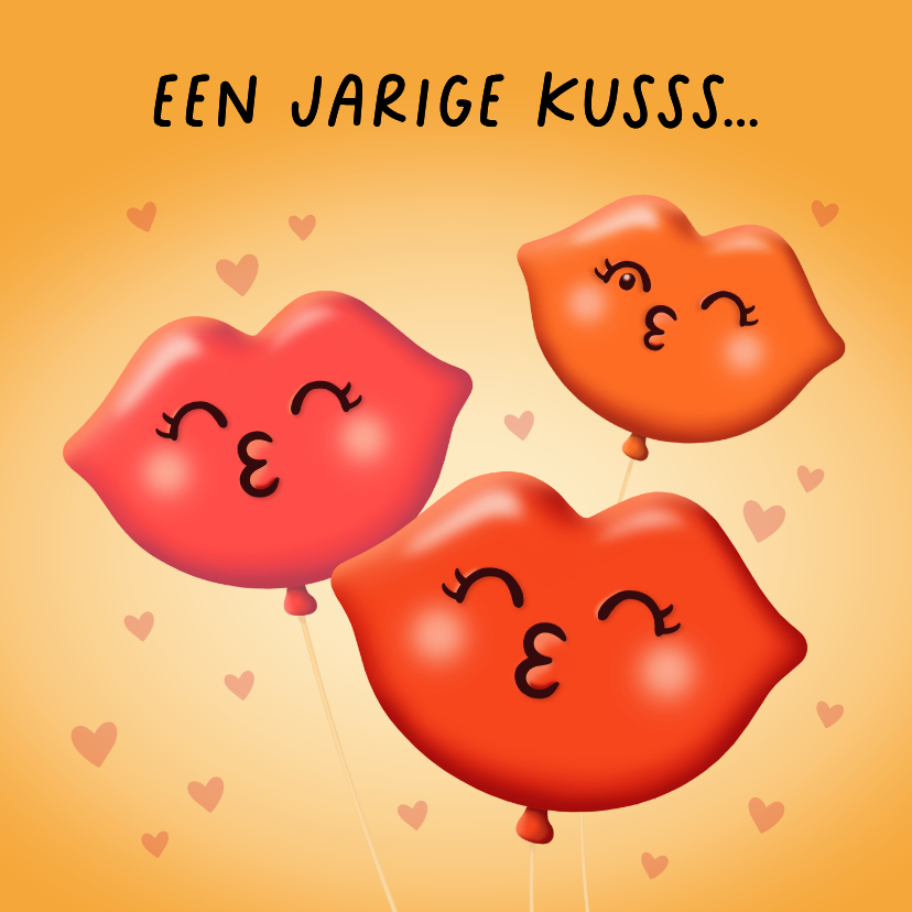 Verjaardag kus ballonnen felicitatie - Verjaardagskaarten Verjaardagskaarten - Verjaardag kus ballonnen felicitatie