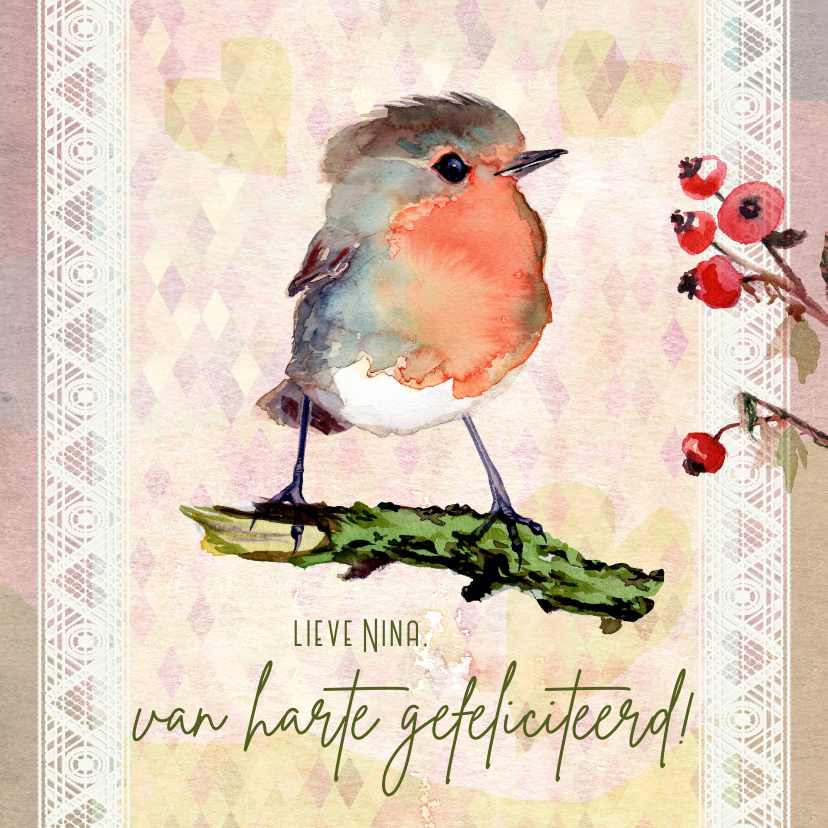 Verjaardag - lief roodborstje - Verjaardagskaarten Verjaardagskaarten - Verjaardag - lief roodborstje