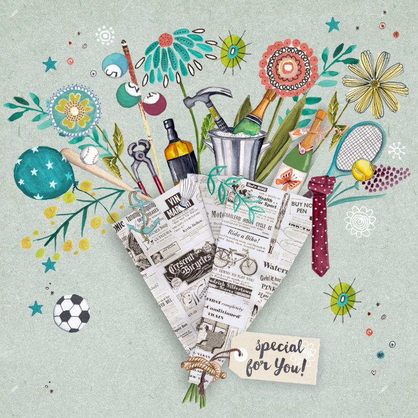 Verjaardagskaarten - Verjaardag man Bouquet