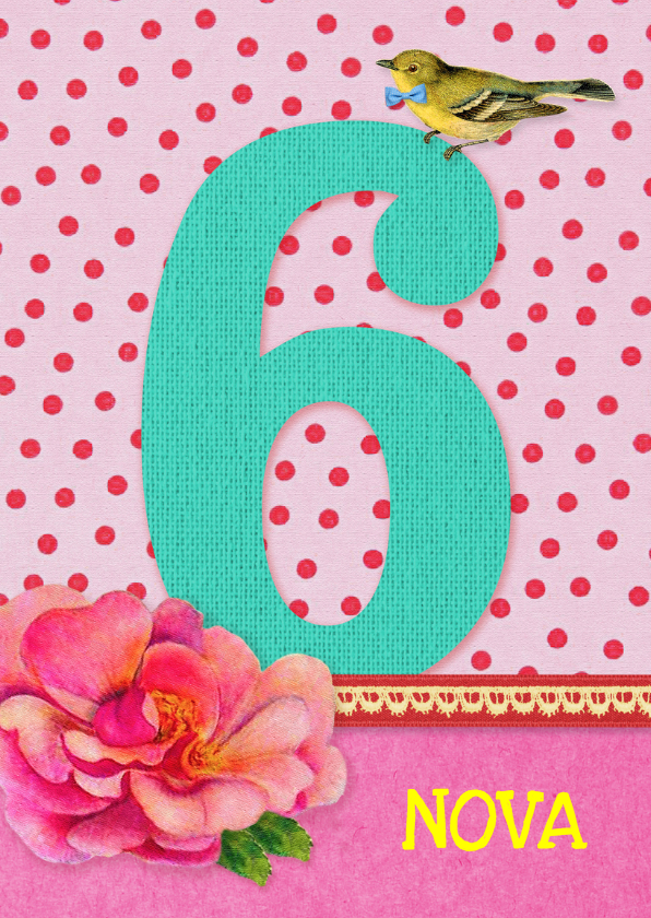 Verjaardag Meisje 6 roze - Verjaardagskaarten Verjaardagskaarten - Verjaardag Meisje 6 roze