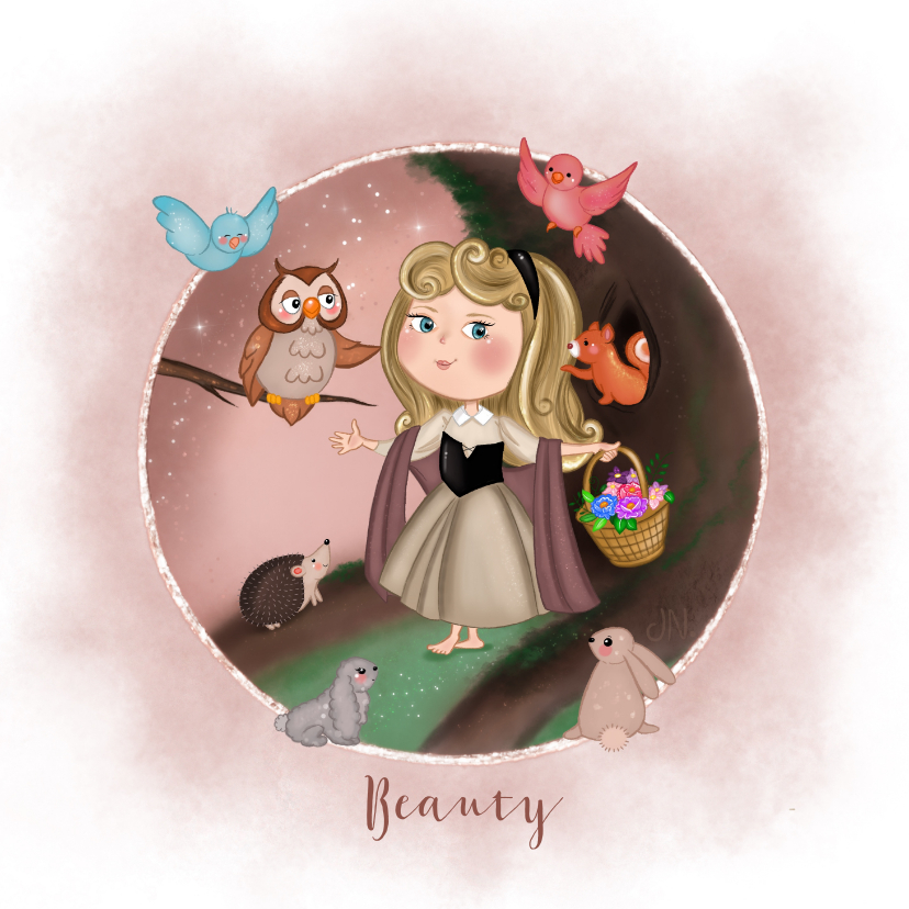 Verjaardag once upon a time Beauty in the forest - Verjaardagskaarten Verjaardagskaarten - Verjaardag once upon a time Beauty in the forest