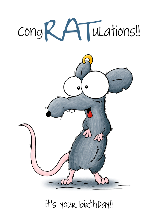 Verjaardagskaarten - Verjaardag rat - CongRATulations it's your birthday!