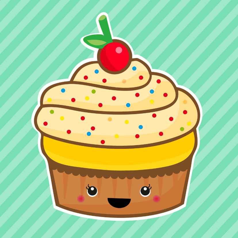 Verjaardag retro cupcake mint - Verjaardagskaarten Verjaardagskaarten - Verjaardag retro cupcake mint