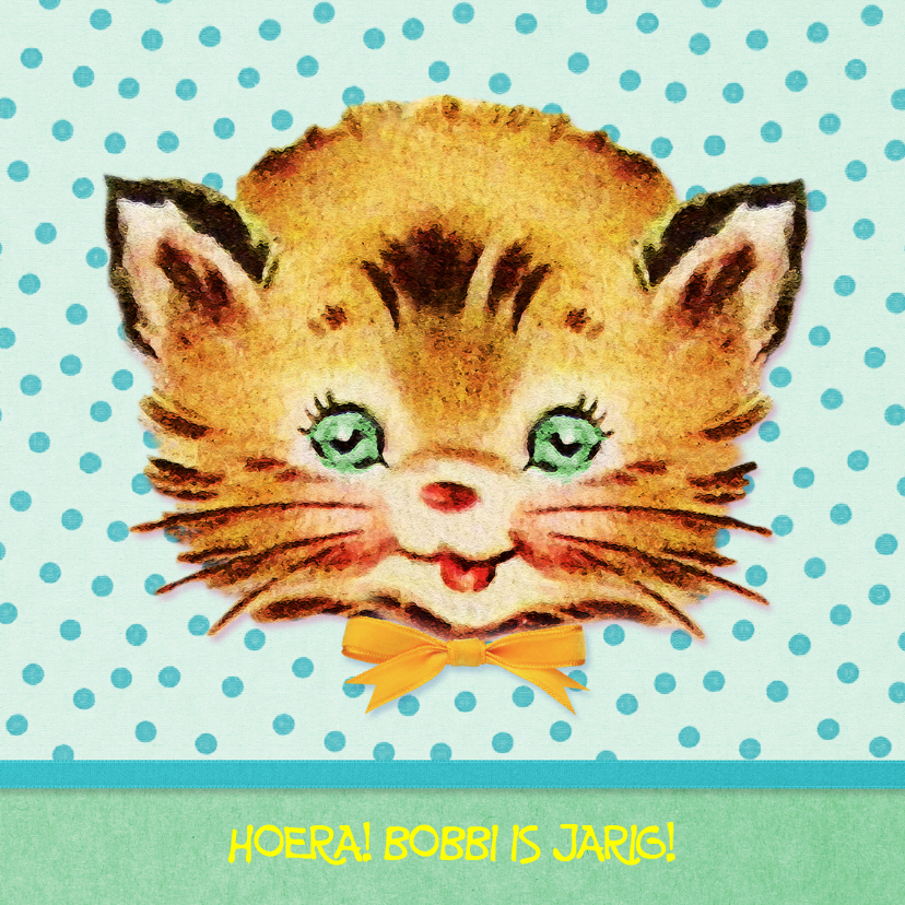 Verjaardag Retro Poesje Mint - Verjaardagskaarten Verjaardagskaarten - Verjaardag Retro Poesje Mint