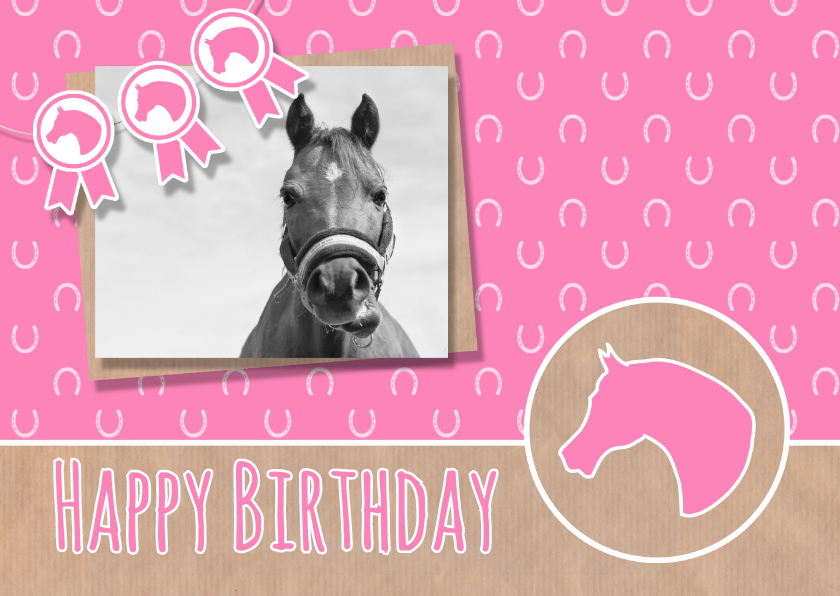 Verjaardagskaarten - Verjaardag roze paardje