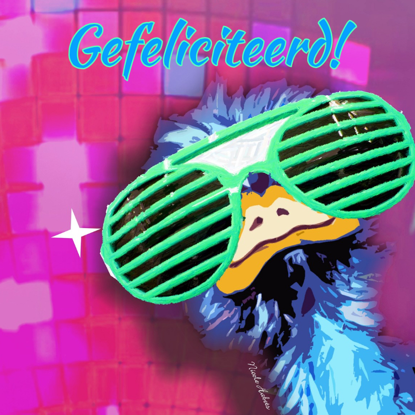 Verjaardag roze struisvogel cool - Verjaardagskaarten Verjaardagskaarten - Verjaardag roze struisvogel cool