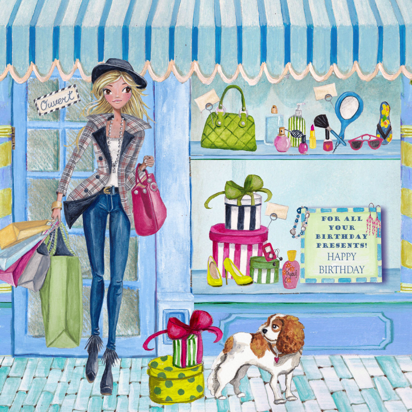 Verjaardagskaarten - Verjaardag Shoppen Fashion Girl