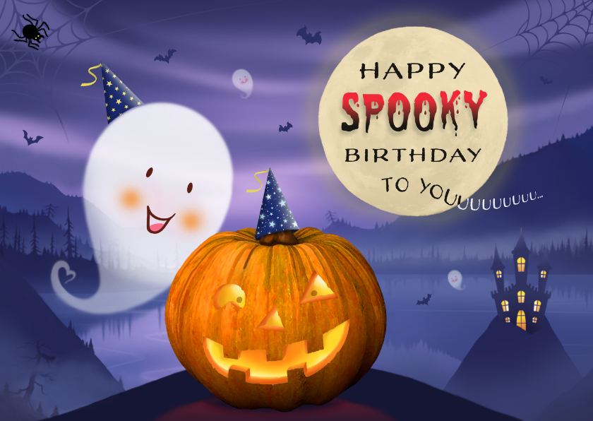 Verjaardag Spooky Halloween pompoen - Verjaardagskaarten Verjaardagskaarten - Verjaardag Spooky Halloween pompoen