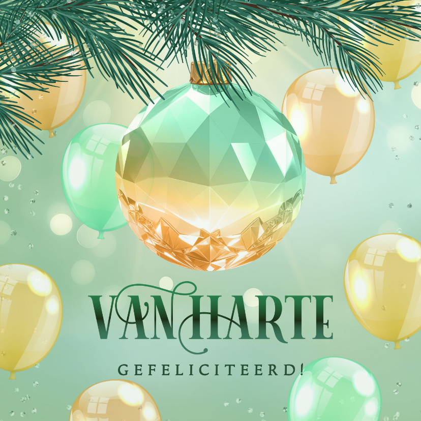 Verjaardag sprankelend met ballonnen & kristallen ornamenten - Verjaardagskaarten Verjaardagskaarten - Verjaardag sprankelend met ballonnen & kristallen ornamenten
