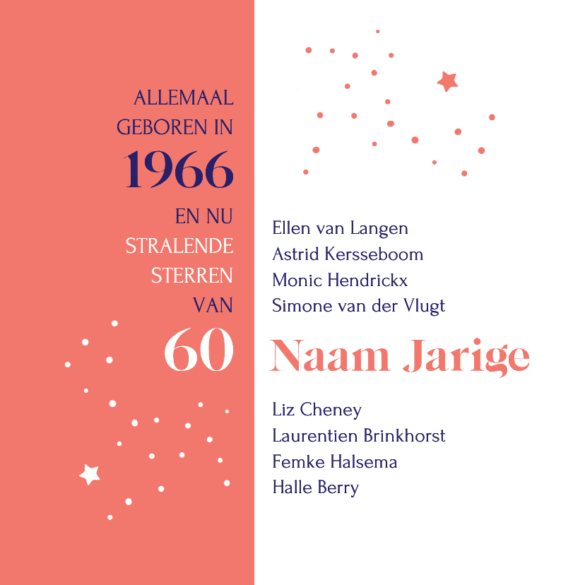 Verjaardagskaarten - Verjaardag Sterren uit 1966