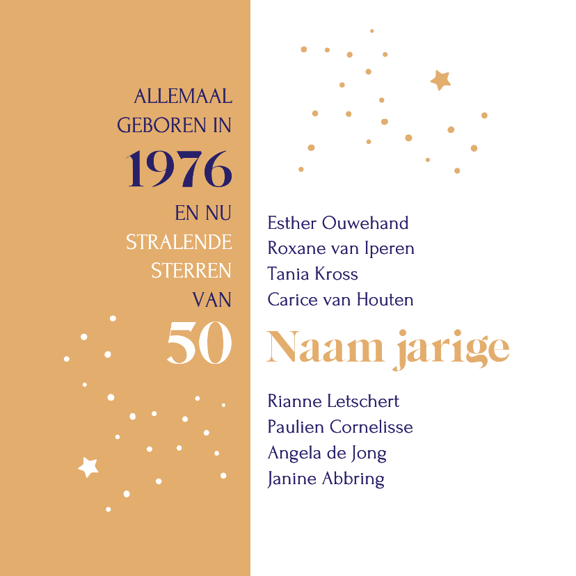 Verjaardagskaarten - Verjaardag Sterren uit 1976