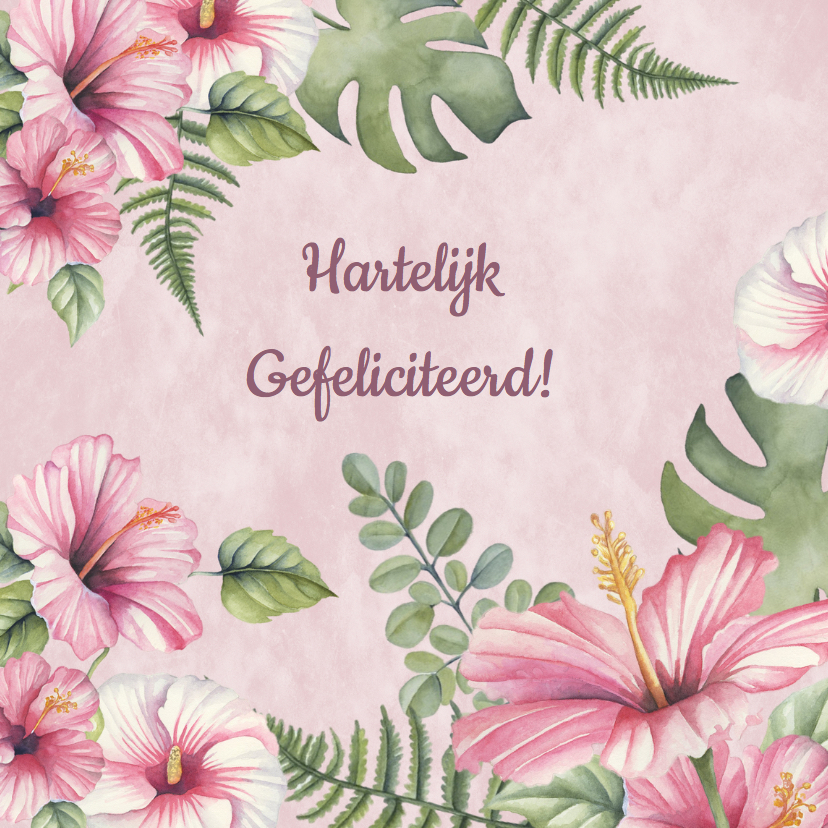 Goede Verjaardag tropische bloemen | Kaartje2go FG-54