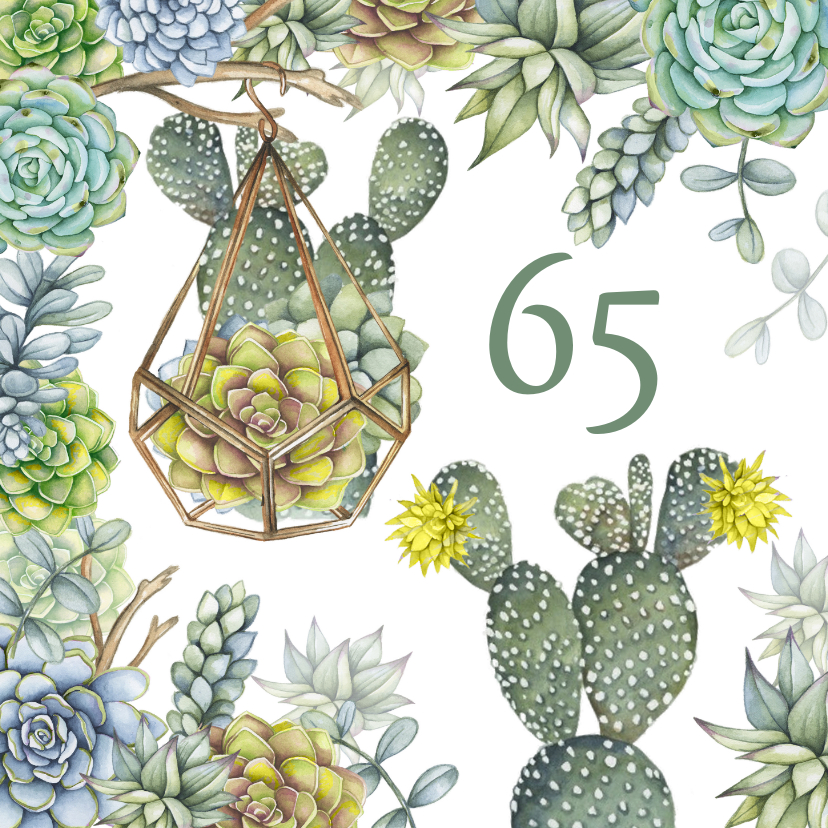 Verjaardag vetplant cactus groen - Verjaardagskaarten Verjaardagskaarten - Verjaardag vetplant cactus groen