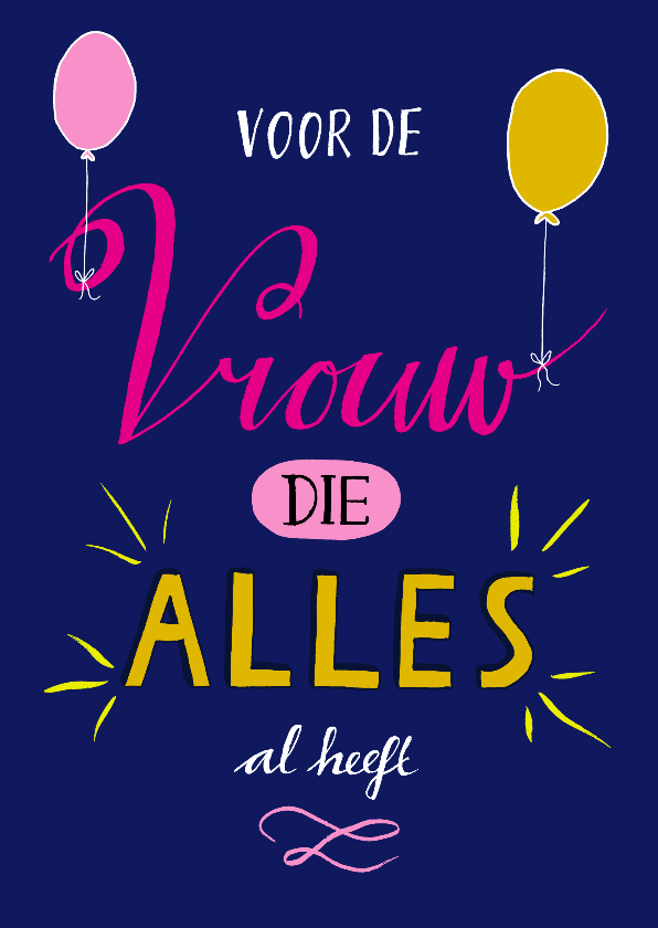 Verjaardag vrouw handlettering - HR - Verjaardagskaarten Verjaardagskaarten - Verjaardag vrouw handlettering - HR