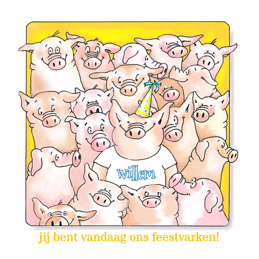 Verjaardagskaarten - Verjaardag wie is feestvarken