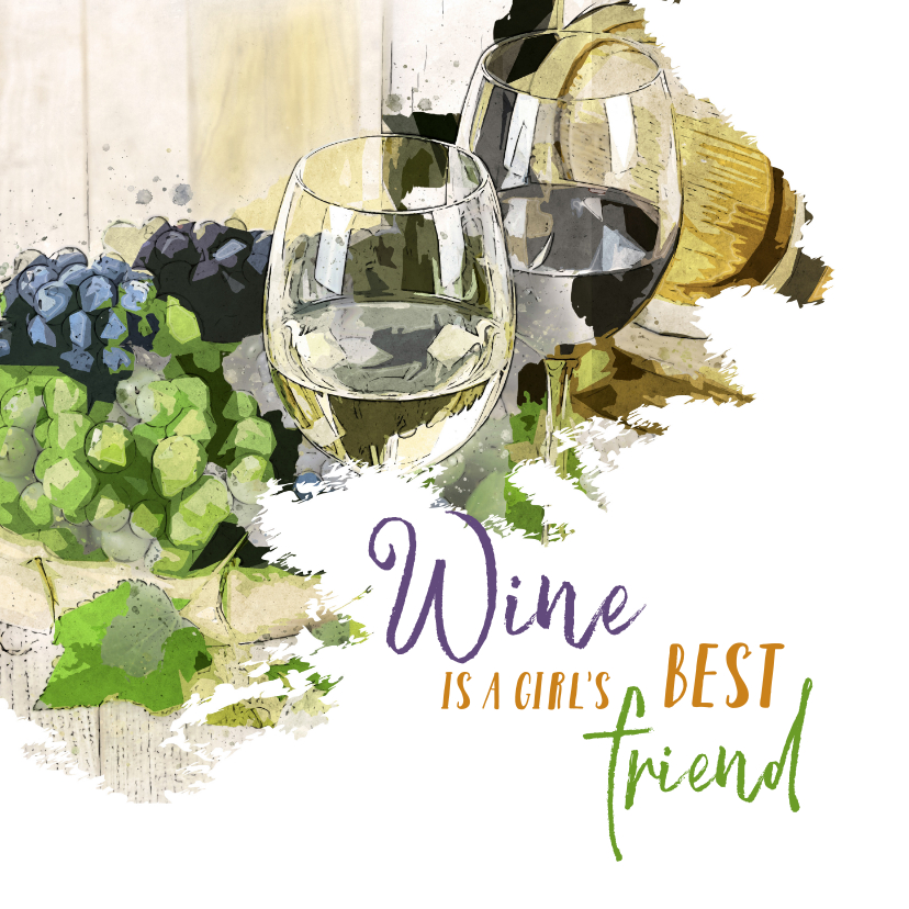 Verjaardagskaarten - Verjaardag wine is a girl's best friend