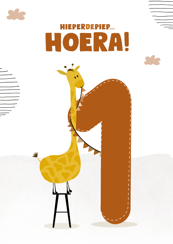 Verjaardagkaart verjaardag met giraf | Kaartje2go