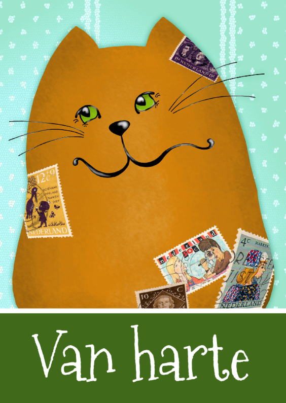 Verjaardagkaart kat papa of opa - Verjaardagskaarten Verjaardagskaarten - Verjaardagkaart kat papa of opa