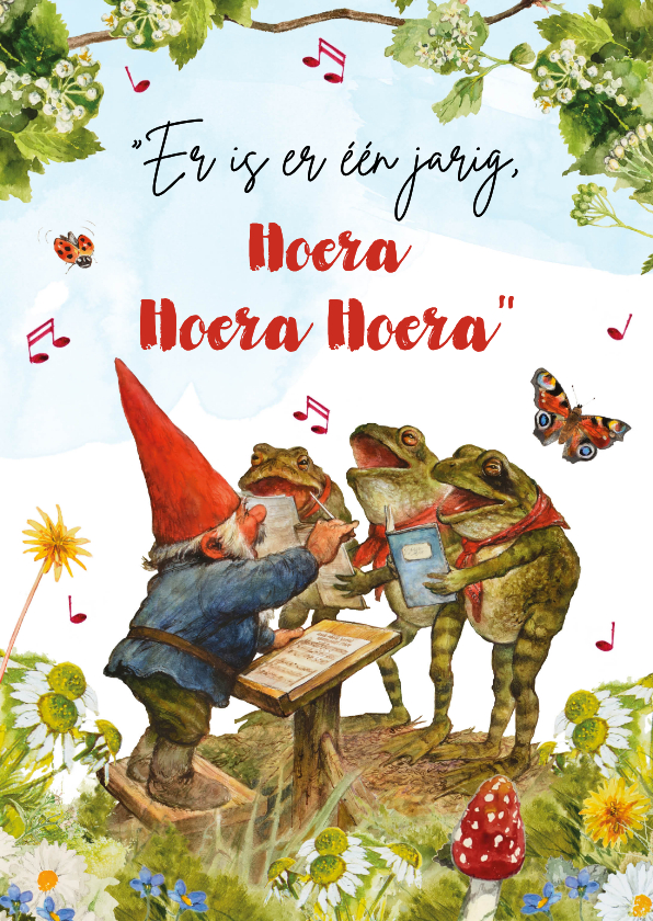 Verjaardagskaarten - Verjaardagkaart kikkerkoortje zingt voor de jarige