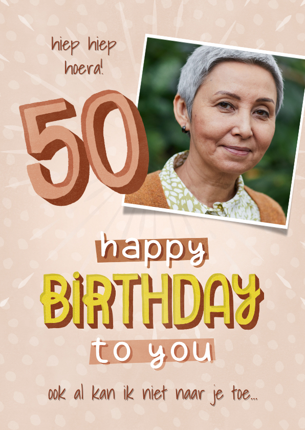 Verjaardagkaart voor vrouw 50 jaar Happy