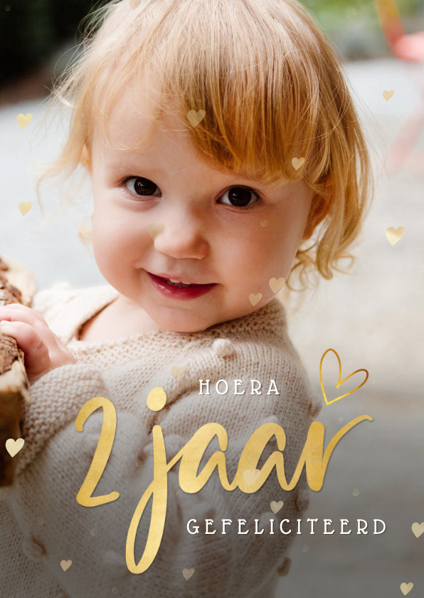 Verjaardagskaarten - Verjaardags felicitatiekaart kind 2 jaar met eigen foto