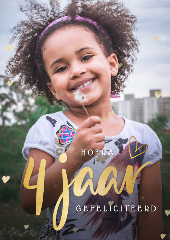Verjaardagskaarten - Verjaardags felicitatiekaart kind 4 jaar met eigen foto
