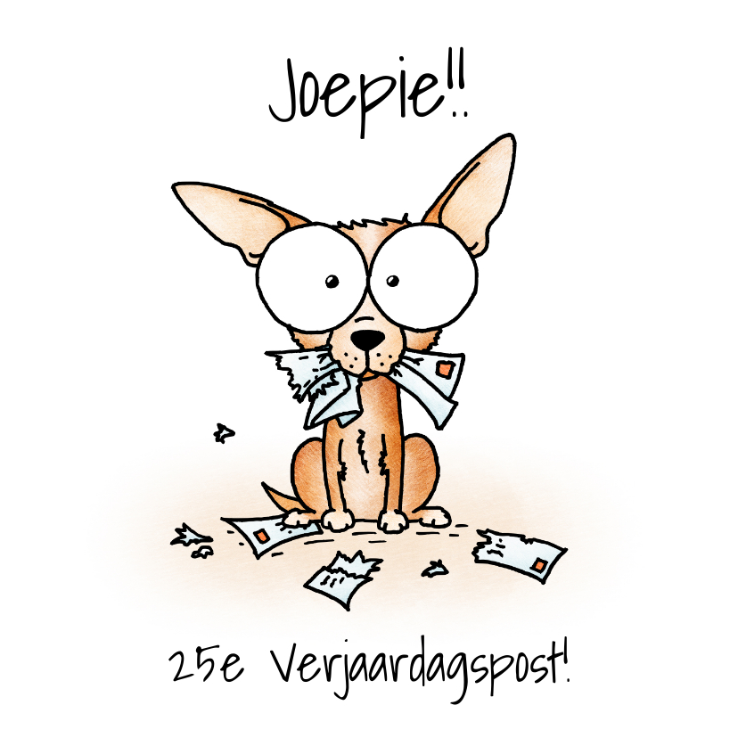 Verjaardagskaarten - Verjaardagsfelicitatie - Chihuahua met verscheurde brieven