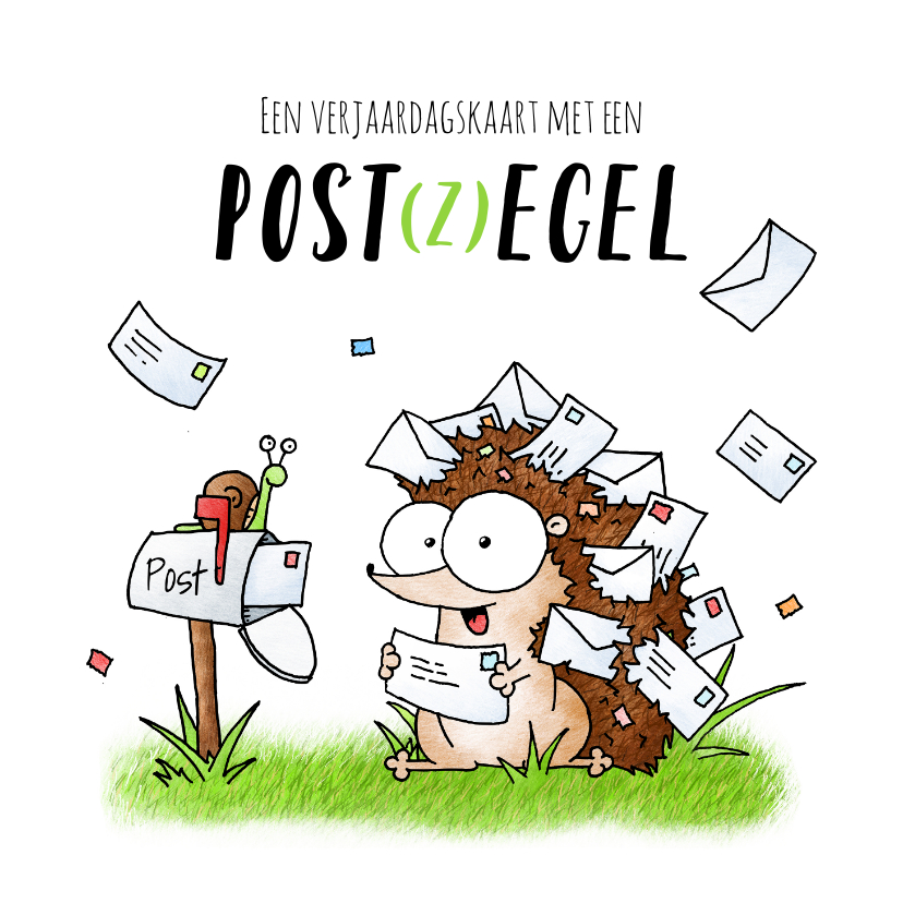 Verjaardagskaarten - Verjaardagsfelicitatie - kaartje met een post(z)egel