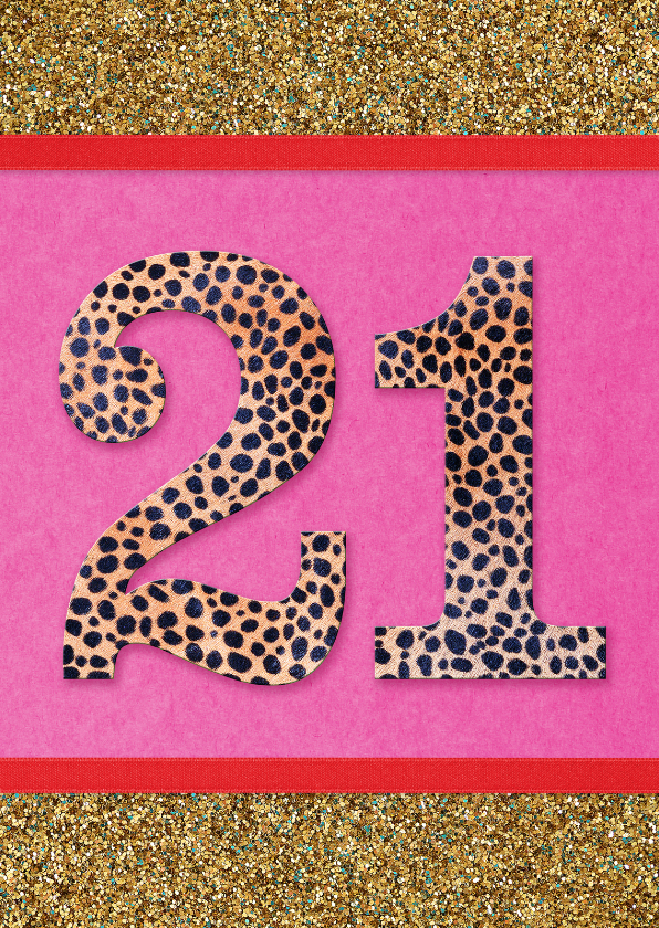 verjaardagskaart 21 roze glitter - Verjaardagskaarten Verjaardagskaarten - verjaardagskaart 21 roze glitter