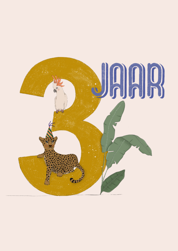 Verjaardagskaart - 3 jaar feestdieren - Verjaardagskaarten Verjaardagskaarten - Verjaardagskaart - 3 jaar feestdieren