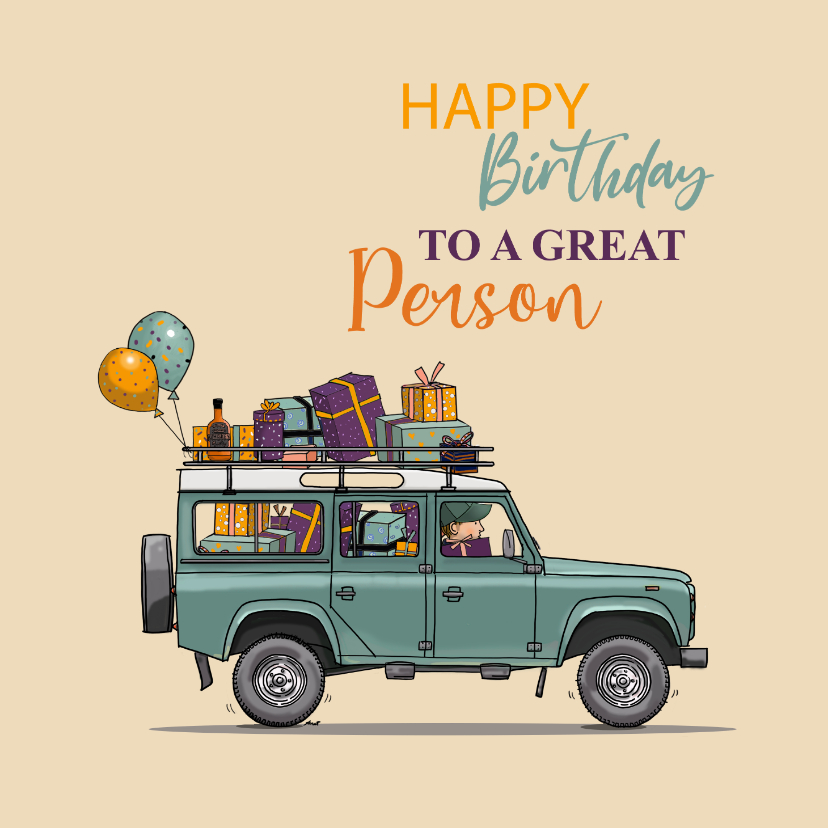Verjaardagskaarten - Verjaardagskaart 4x4 terreinwagen 