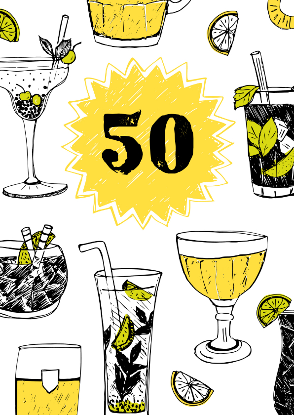 Verjaardagskaarten - Verjaardagskaart 50 drankjes