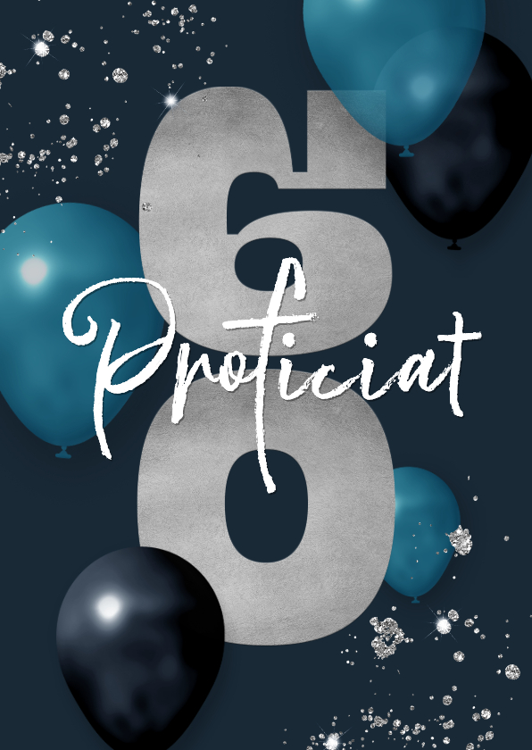 Verjaardagskaarten - Verjaardagskaart 60 jaar man ballonnen zilver feestelijk