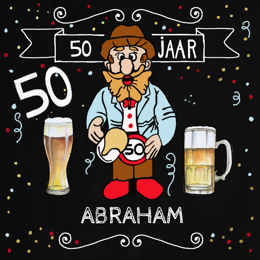 Verjaardagskaarten - Verjaardagskaart Abrahampop met bier