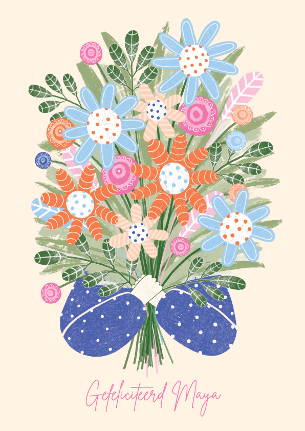 Verjaardagskaarten - Verjaardagskaart armen vol bloemen