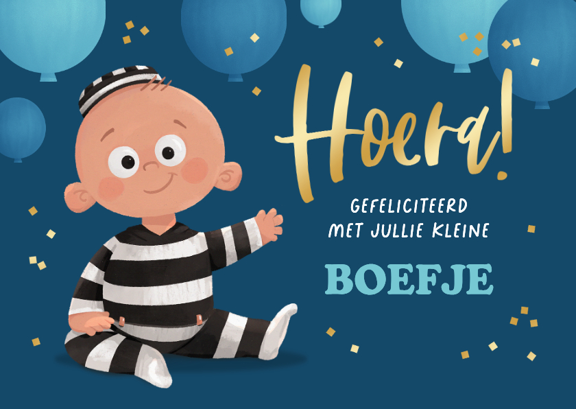 Verjaardagskaart baby jongen kind boefje 1 jaar grappig - Verjaardagskaarten Verjaardagskaarten - Verjaardagskaart baby jongen kind boefje 1 jaar grappig