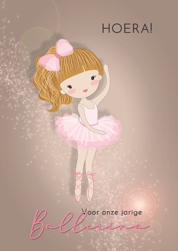 Verjaardagskaart ballet-meisje met strik - Verjaardagskaarten Verjaardagskaarten - Verjaardagskaart ballet-meisje met strik