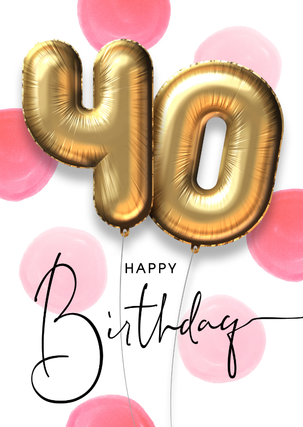 Verjaardagskaarten - Verjaardagskaart ballon 40 jaar confetti