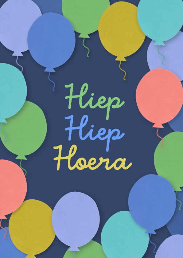 Verjaardagskaarten - Verjaardagskaart ballonnen blauwe achtergrond