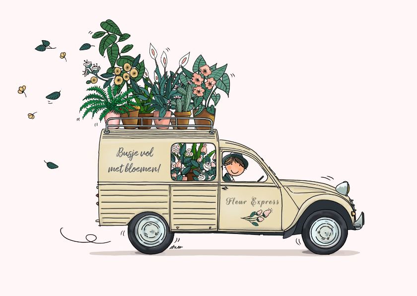 Verjaardagskaarten - Verjaardagskaart Besteleend beige