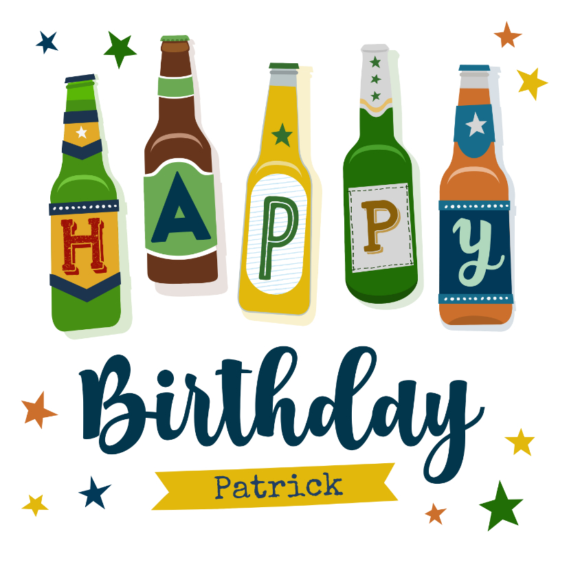 Verjaardagskaarten - Verjaardagskaart bierflesjes