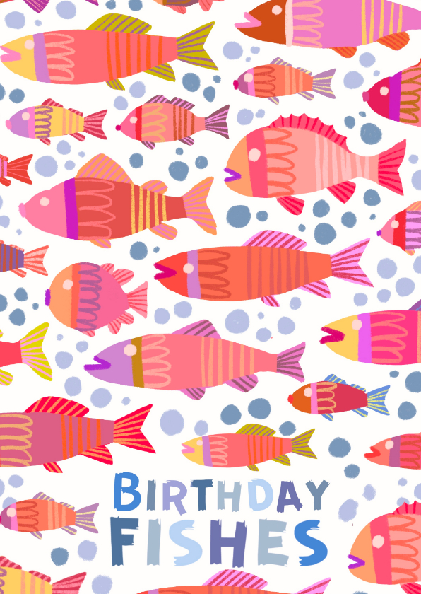 Verjaardagskaart birthday fishes kleurrijk rechthoekig - Verjaardagskaarten Verjaardagskaarten - Verjaardagskaart birthday fishes kleurrijk rechthoekig